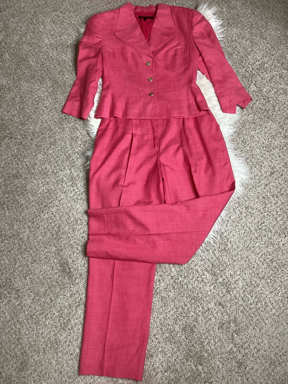 Escada x Zegna Silk & Linen Pants & Blazer Pink Italy 38 (XS)
